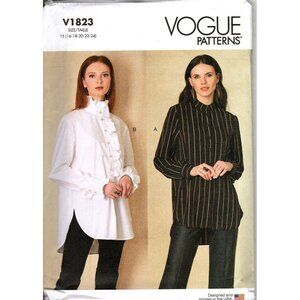 Vogue V1823 Misses 16 to 24 Poets Shirt Blouse Uncut Sewing Pattern Petite